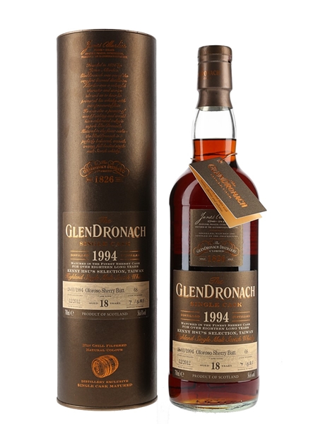 Glendronach 1994 18 Year Old Oloroso Sherry Butt Bottled 2012 - Kenny Hsu Selection Taiwan 70cl / 56.6%