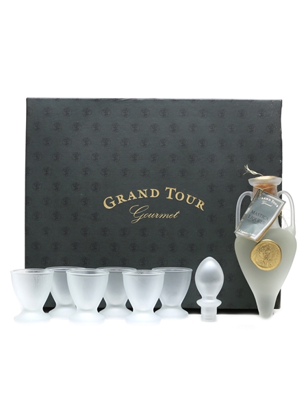 Grand Tour Gourmet Mastica Liqueur Hand Blown Amphora & Glasses Set 25cl / 40%