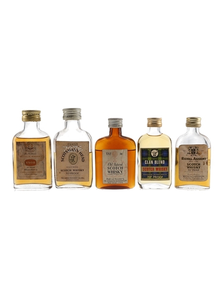 Clan Blend, Scotman's Head, Vat 14, Royal Assent & V.S.O.B Bottled 1960s-1970s 5 x 5cl / 40%