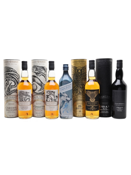 Game Of Thrones Whiskies Set Cardhu, Glendullan, Mortlach, Oban & Johnnie Walker 5 x 70cl-75cl