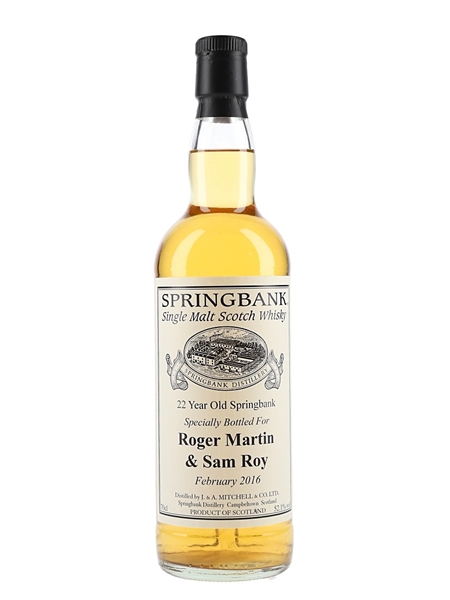 Springbank 22 Year Old Bottled 2016 - Private Cask Bottling 70cl / 52.1%