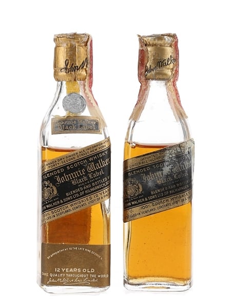 Johnnie Walker Black Label Bottled 1950s - Canada Dry Corporation, New York 2 x 4.7cl / 43.4%