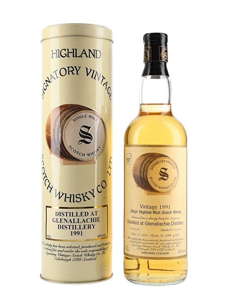 Glenallachie 1991 10 Year Old Sherry Cask Bottled 2002 - Signatory Vintage 70cl / 43%