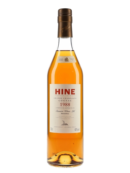 Hine 1988 Grande Champagne Cognac Landed 1990, Bottled 2004 - Tanners Wines 70cl / 40%