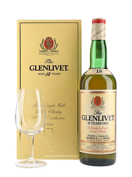 Glenlivet 12 Year Old Gift Pack Bottled 1980s - Seagram Italia 75cl / 43%