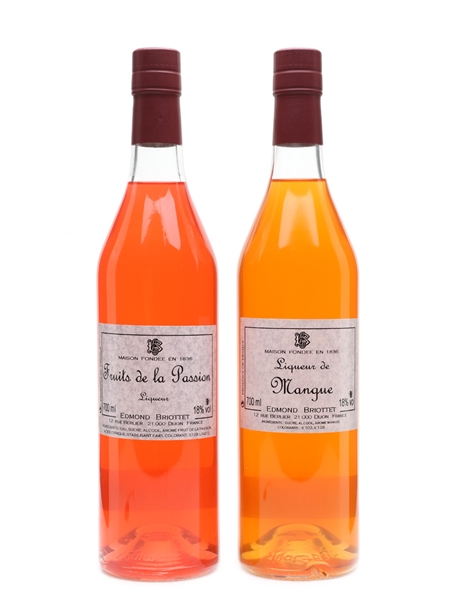 Briottet Liqueurs Fruits de la Passion (Passion Fruit) & Mangue (Mango). 2 x 70cl