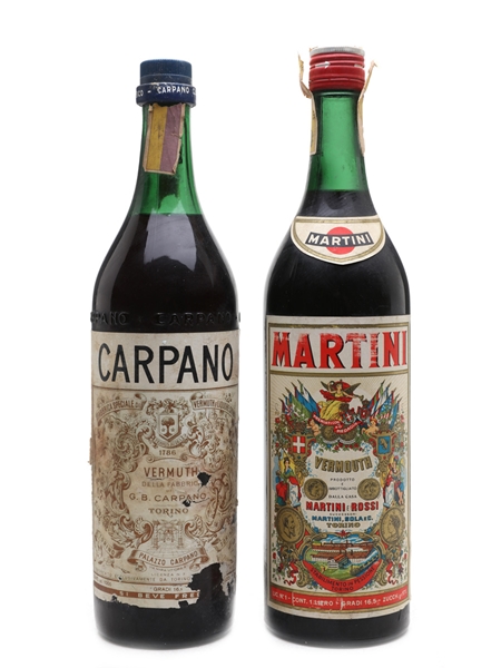 Carpano & Martini Vermouth Bottled 1960s 2 x 100cl