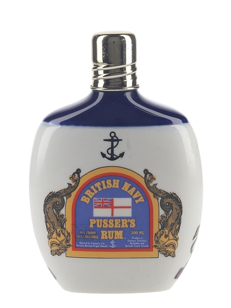 Pusser's Navy Rum Ceramic Hip Flask Bottled 1970s-1980s 20cl / 54.5%