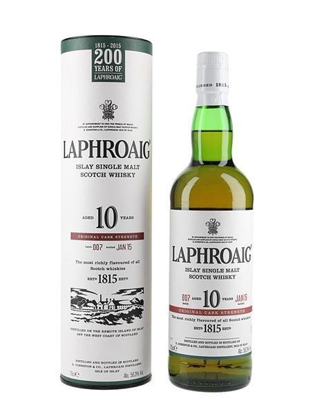 Laphroaig 10 Year Old Cask Strength Batch 007 Bottled 2015 - 200th Anniversary 70cl / 56.3%