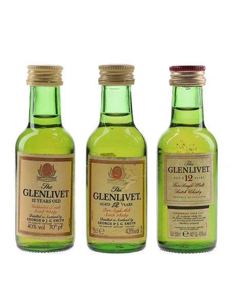 Glenlivet 12 Year Old Bottled 1980s-1990s 3 x 5cl / 40%