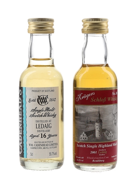 Ledaig 10 & 16 Year Old Cadenhead's & WhiskyAuction.com 2 x 5cl