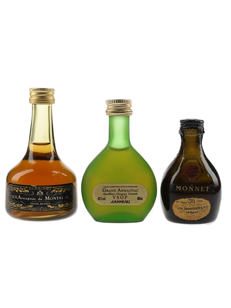 Assorted Armagnac and Cognac  3 x 3cl-5cl / 40%