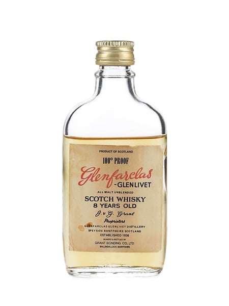 Glenfarclas Glenlivet 8 Year Old 100 Proof Bottled 1960s-1970s - Grant Bonding Co. 5cl / 57%