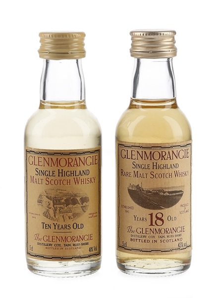 Glenmorangie 10 Year Old & 18 Year Old Bottled 1990s 2 x 5cl