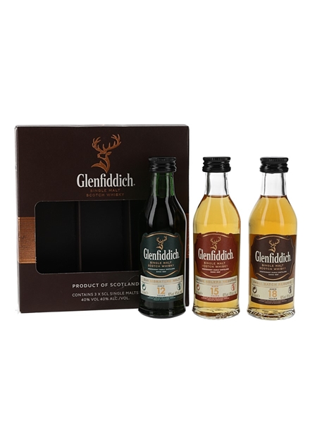 Glenfiddich Single Malt Collection 12, 15 & 18 Year Old Set 3 x 5cl / 40%