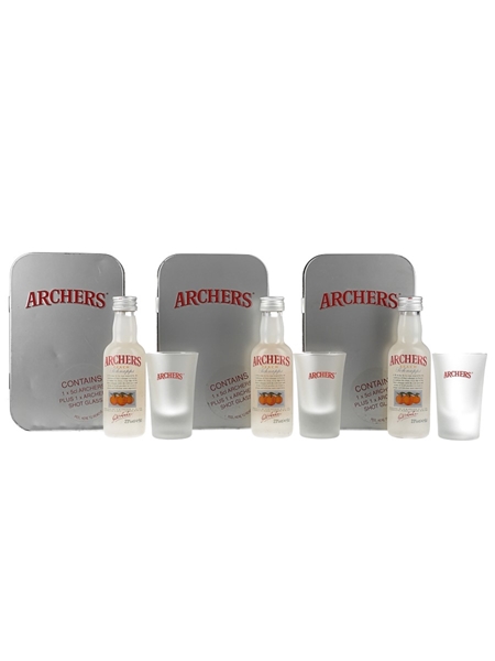 Archers Peach Schnapps With Shot Glass  3 x 5cl / 23%