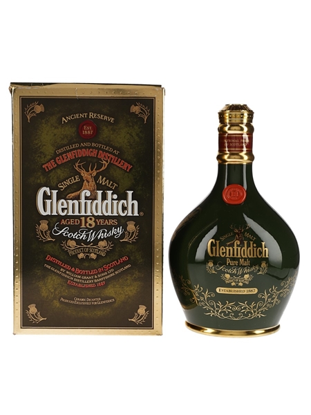 Glenfiddich 18 Year Old Bottled 1980s - Green Spode Decanter 75cl / 43%