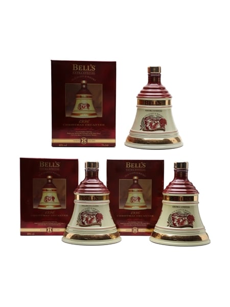 Bell's Christmas 1996 Ceramic Decanters Ingredients Of Quality 3 x 70cl / 40%