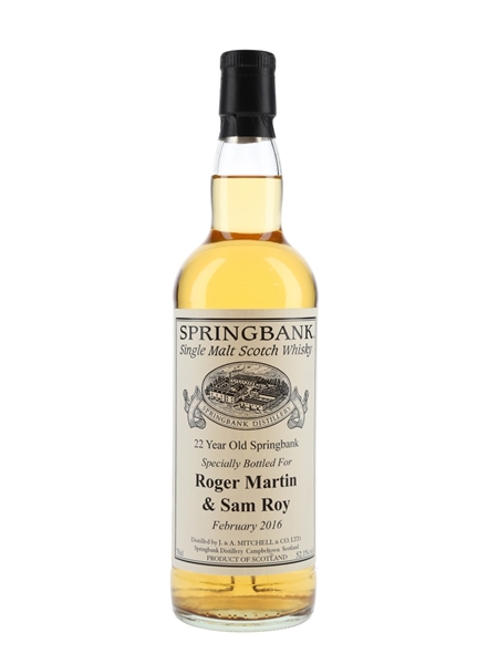 Springbank 22 Year Old Bottled 2016 - Private Cask Bottling 70cl / 52.1%