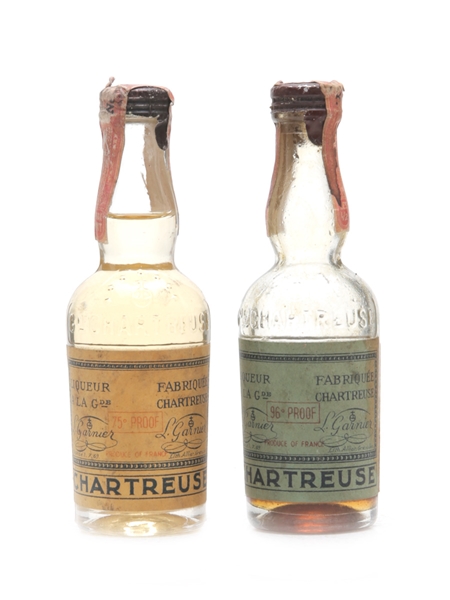 Chartreuse Yellow & Green Miniatures Bottled 1950s - Schieffelin 2 x 5cl