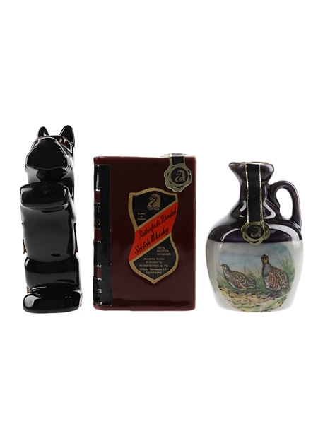 Clan Tartan, Montrose & Rutherford's Ceramic Decanters  3 x 5cl / 40%