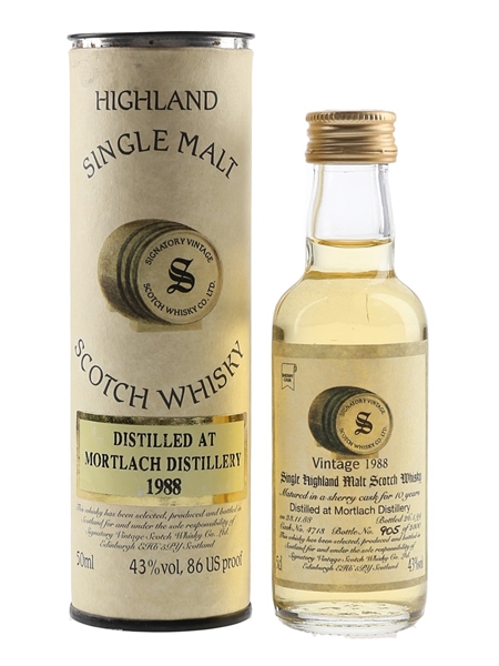 Mortlach 1988 10 Year Old Bottled 1999 - Signatory Vintage 5cl / 43%