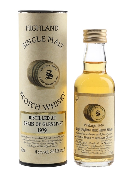 Braes Of Glenlivet 1979 18 Year Old Cask 9292 Bottled 1998 - Signatory Vintage 5cl / 43%