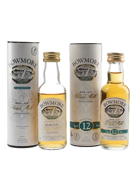 Bowmore 12 Year Old & Legend Bottled 1990s 2 x 5cl