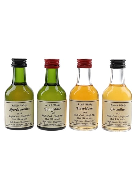 Banffshire R&J Brownie Single Cask Aberdeenshire 1975, Banffshire 1975, Hebridean 1975 & Orcadian 1974 4 x 5cl