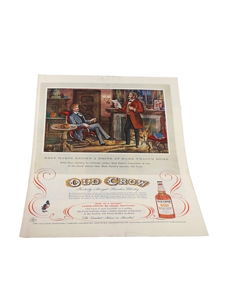 Old Crow Bourbon Advertising Print 1957 26cm x 36cm