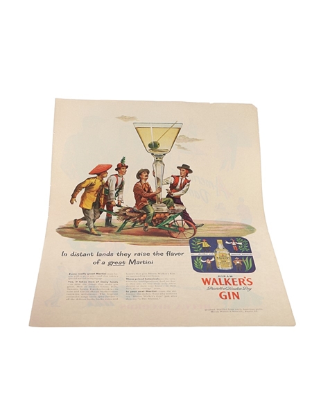 Hiram Walker Gin Advertising Print 1947 27cm x 36cm