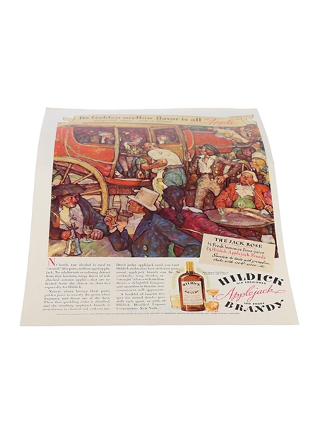 Hildick Applejack Brandy Advertising Print 1930s 23cm x 32cm