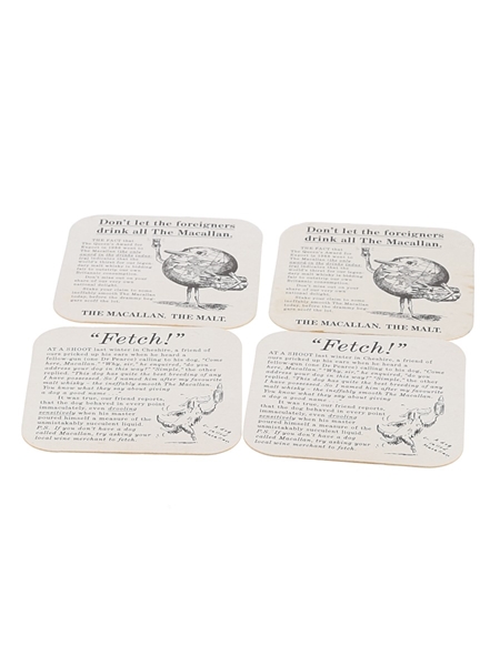 Macallan Scotch Whisky Coasters Fetch! & From The Horse's Mouth 4 x 9cms