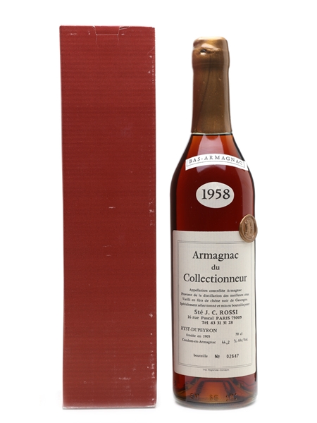 Dupeyron 1958 Armagnac Bottled for J C Rossi, Paris 70cl / 44.2%