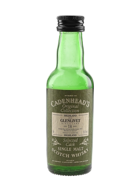 Glenlivet 1972 18 Year Old Bottled 1991 - Cadenhead's 5cl / 53.7%