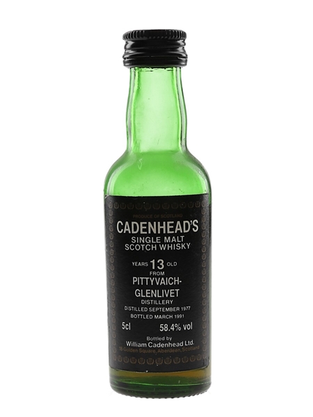 Pittyvaich 1977 13 Year Old Bottled 1991 - Cadenhead's 5cl / 58.4%