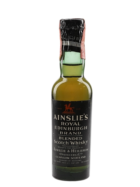 Ainslie's Royal Edinburgh Brand Spring Cap Bottled 1940s-1950s - Hulse Import Co. 4.7cl / 43.4%