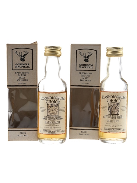 Balmenach 1971 & Macduff 1975 Connoisseurs Choice Bottled 1980s - Gordon & MacPhail 2 x 5cl / 40%