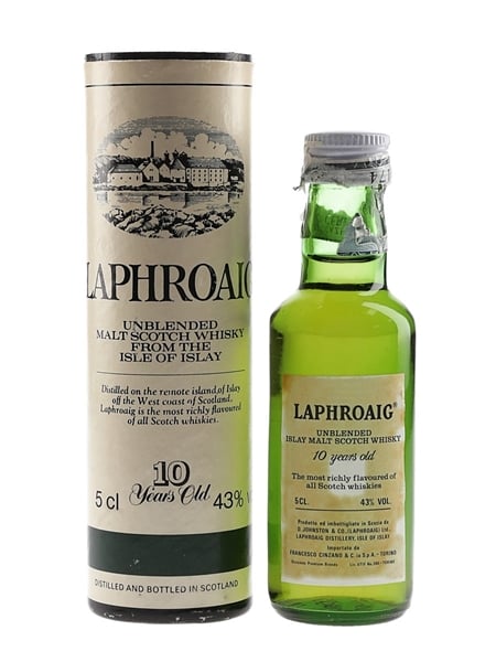 Laphroaig 10 Year Old Unblended Bottled 1980s - Cinzano 5cl / 43%