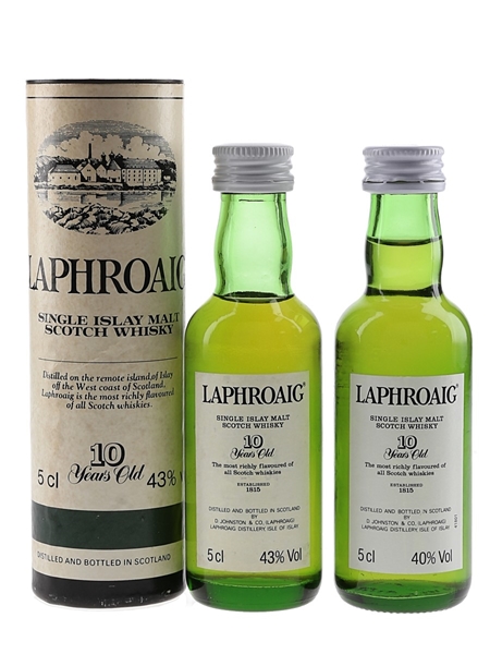 Laphroaig 10 Year Old Bottled 1980s-1990s - Pre Royal Warrant 2 x 5cl