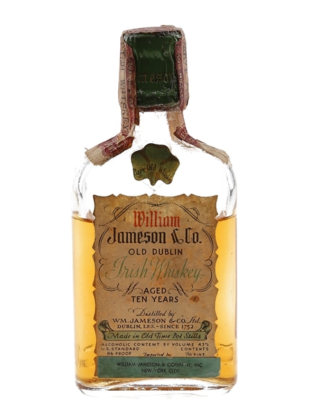 William Jameson & Co. 10 Year Old Bottled 1930s-1940s - William Jameson & Company Inc 4.7cl / 43%