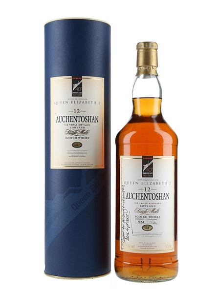 Auchentoshan 12 Year Old Queen Elizabeth 2 Signed Bottle 100cl / 43%