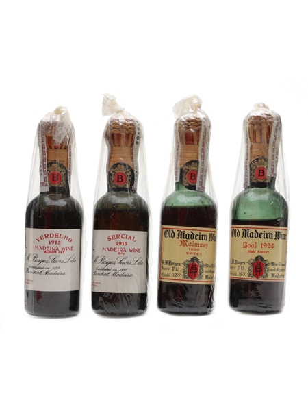 Borges Madeira Wine Miniatures Malmsey 1920, Sercial 1915, Verdelho 1915, Boal 1925 4 x 5cl