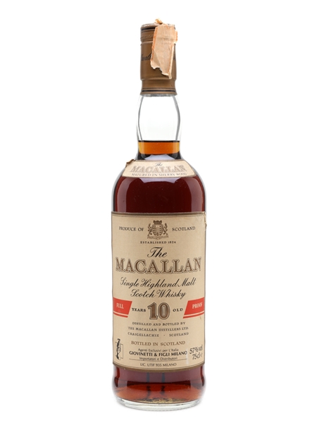 Macallan 10 Year Old Full Proof Bottled 1980s - Giovinetti 75cl / 57%