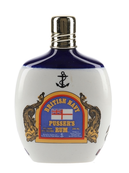 Pusser's Navy Rum Ceramic Hip Flask Bottled 1970s-1980s 20cl / 54.5%