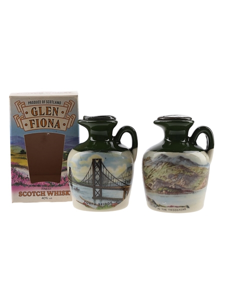 Lindisfarne Glen Fiona Ceramic Decanters  2 x 4.7cl-5cl / 40%