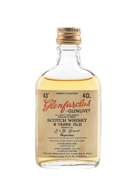 Glenfarclas Glenlivet 8 Year Old Bottled 1960s-1970s - P & F 4cl / 43%