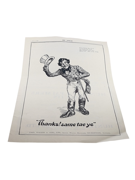 Johnnie Walker Advertisement Print April 1920 - Thanks! Same Tae Ye 26cm x 39cm