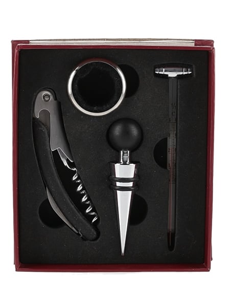 Wine Accessories Gift Box Bottle Opener, Stopper, Thermometer & Drip Stop 