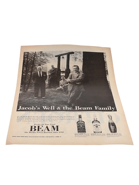 Jim Beam Bourbon Advertising Print 1960 - Jacob's Well & The Beam Family 27cm x 35cm